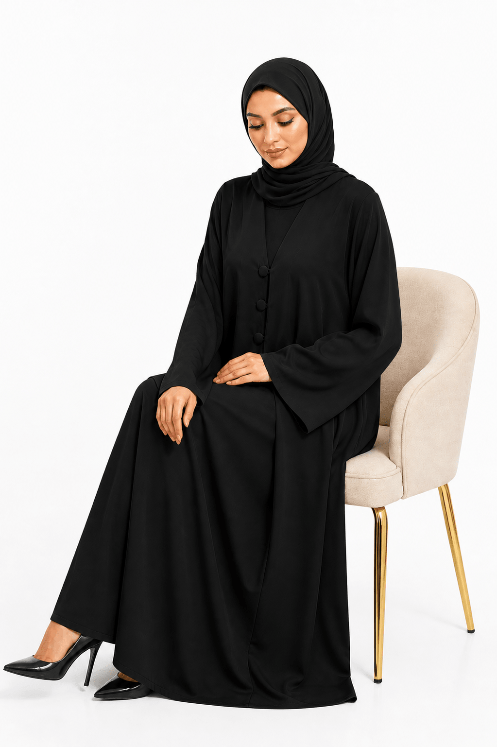 Modern Casual Abaya in Black - Abaya Elegance