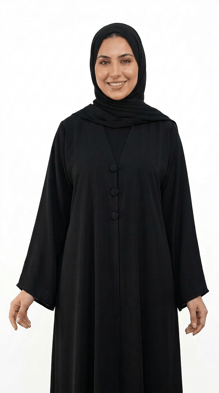 Modern Casual Abaya in Black - Abaya Elegance
