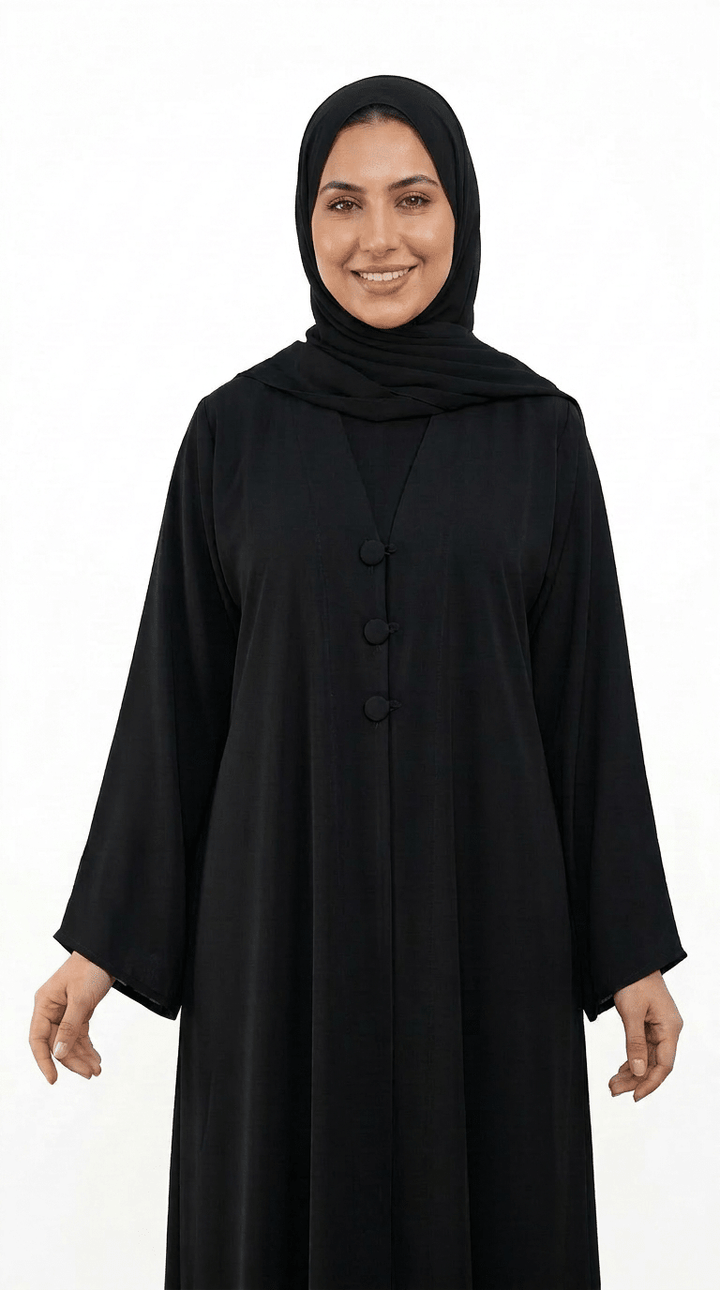 Modern Casual Abaya in Black - Abaya Elegance
