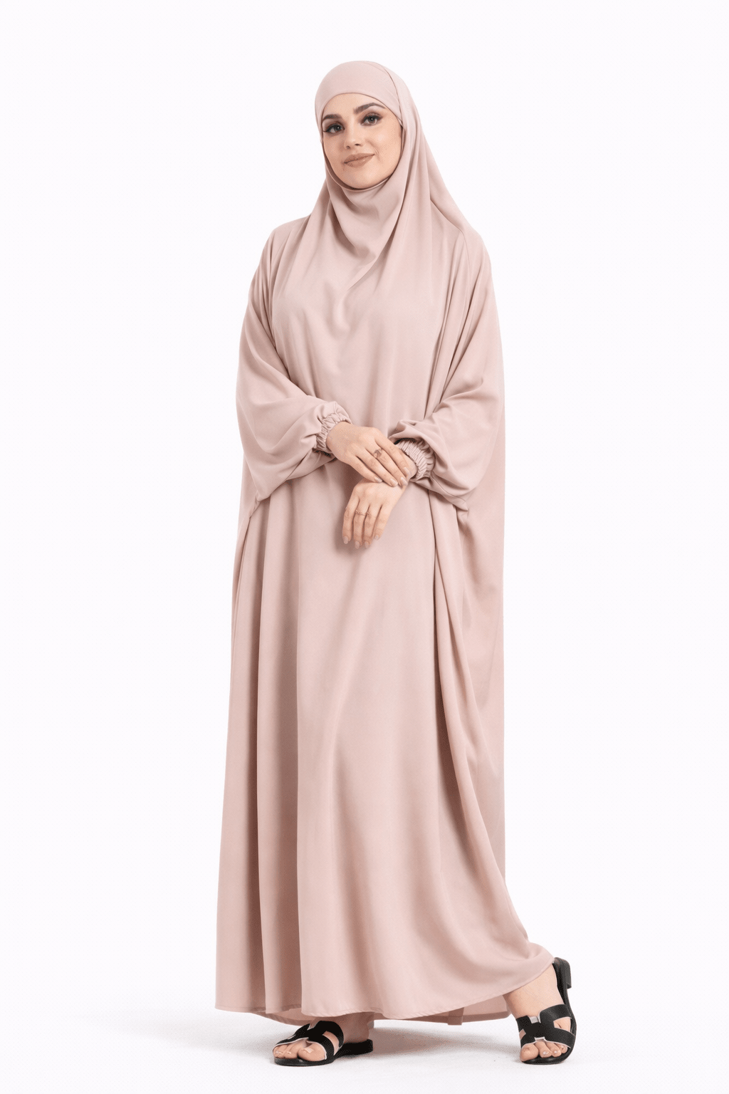 One Piece Jilbab With Niqab - Pink - Abaya Elegance