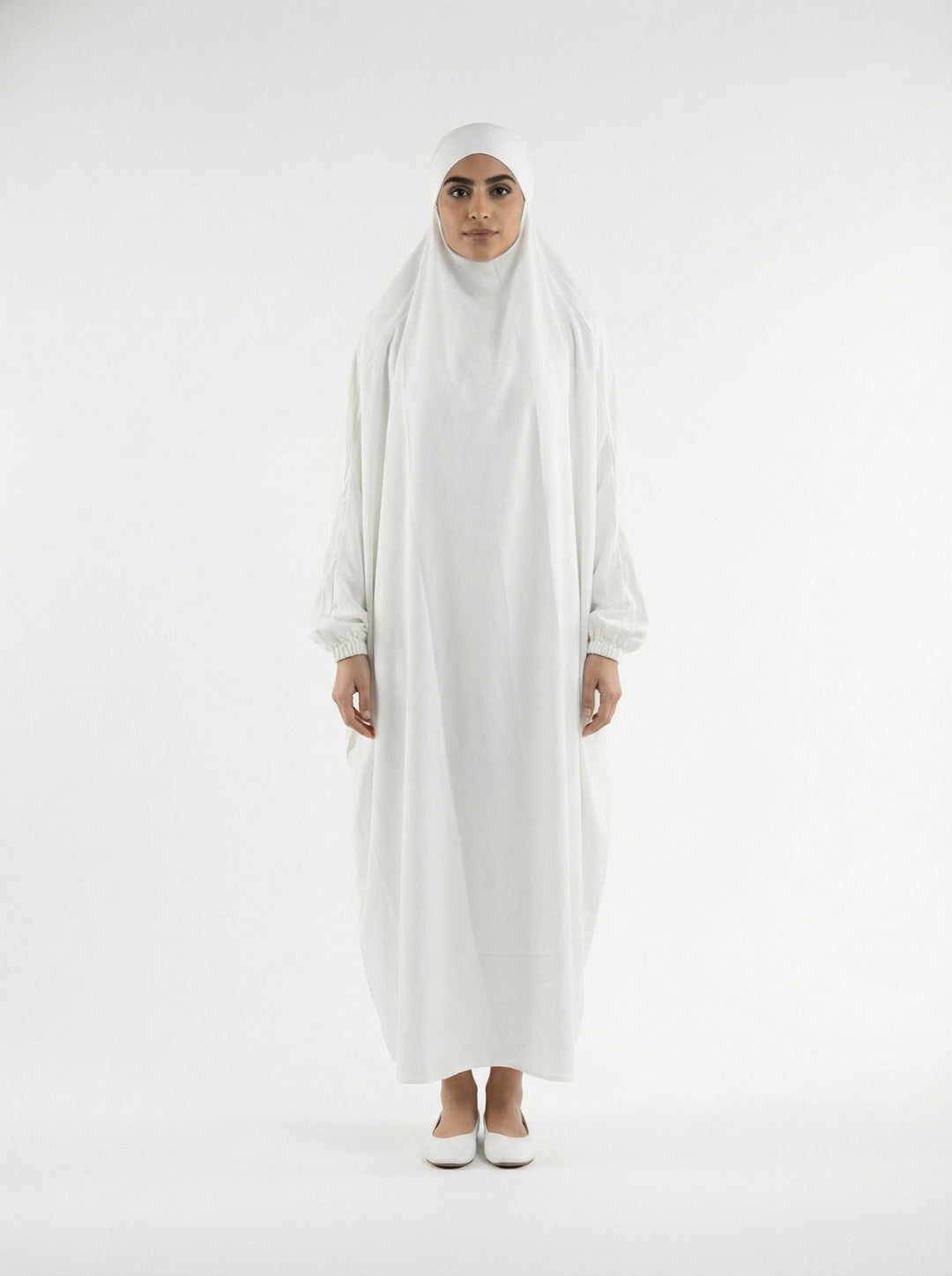 One Piece Jilbab With Niqab - White - Abaya Elegance