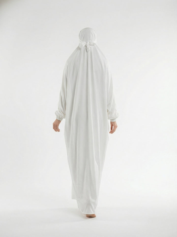 One Piece Jilbab With Niqab - White - Abaya Elegance