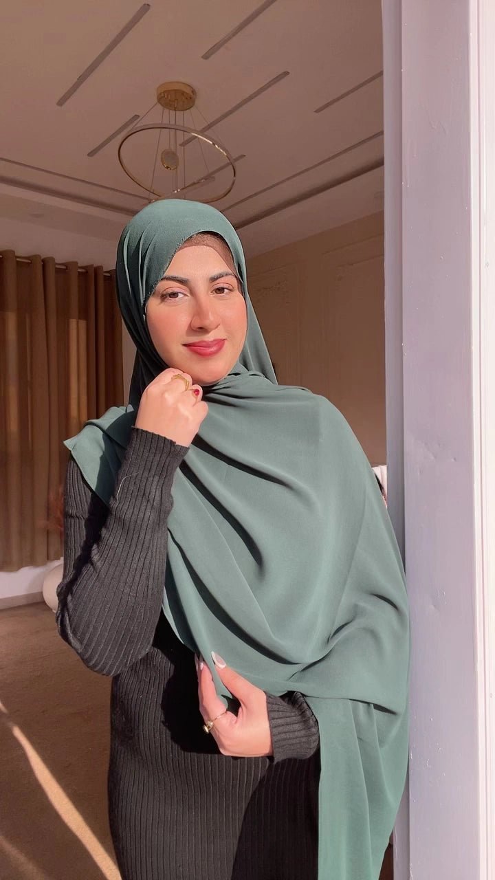 Sage Green Chiffon Hijab - Abaya Elegance