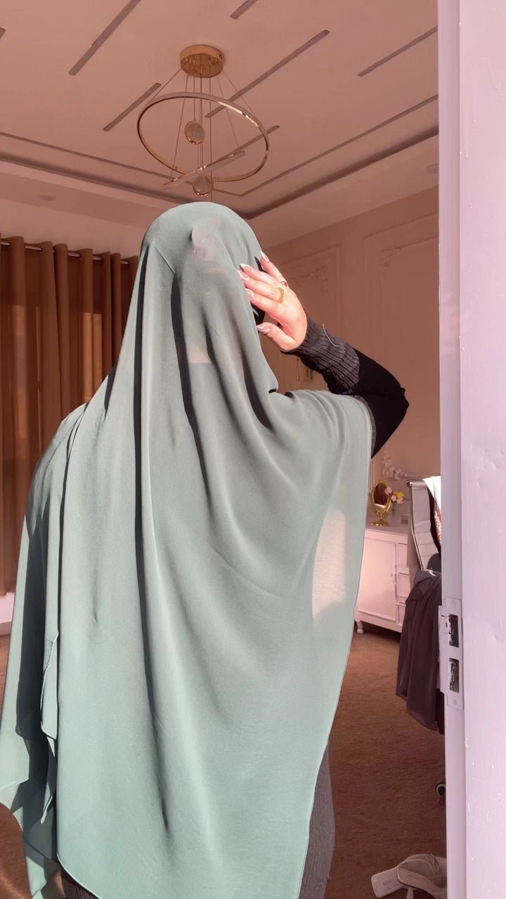 Sage Green Chiffon Hijab - Abaya Elegance