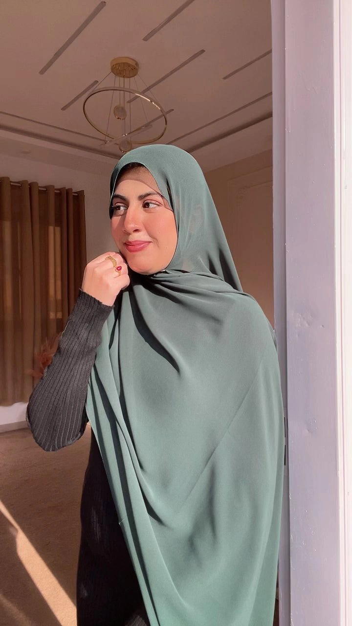 Sage Green Chiffon Hijab - Abaya Elegance