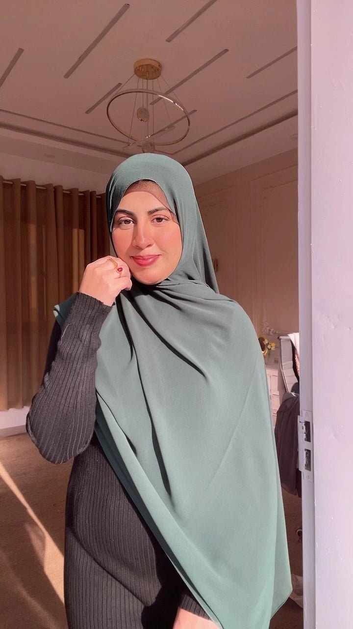 Sage Green Chiffon Hijab - Abaya Elegance