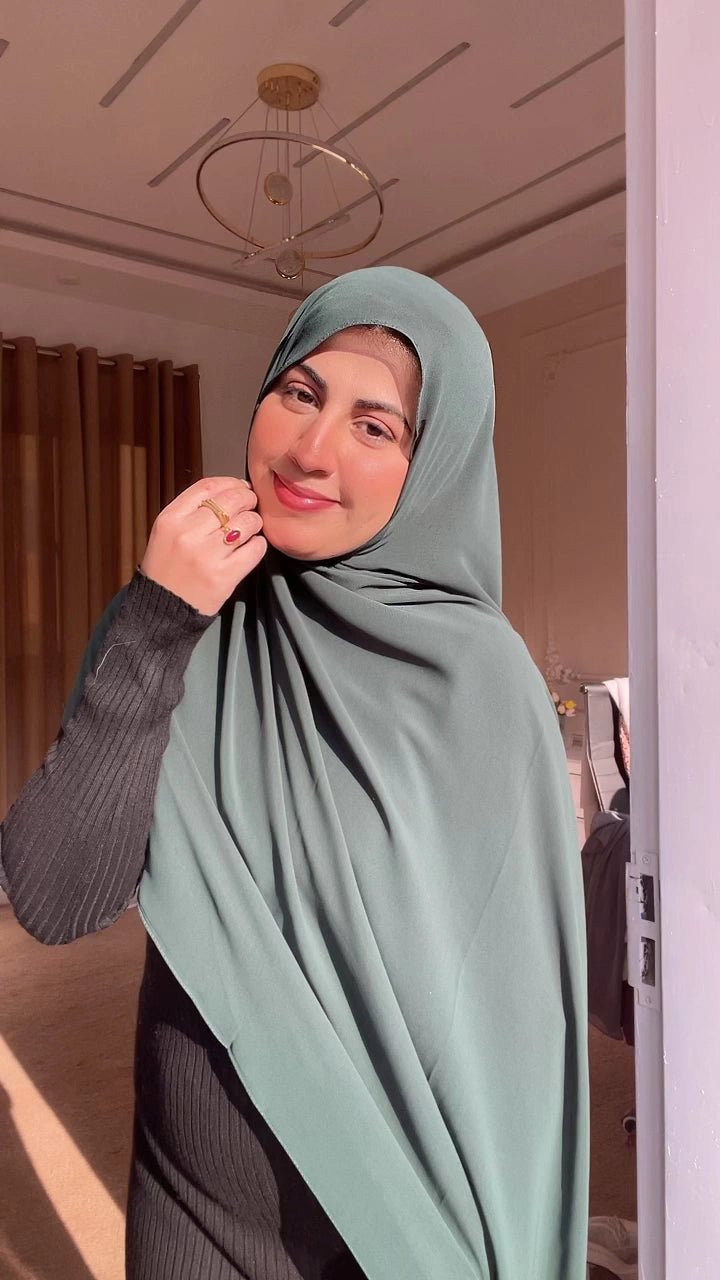 Sage Green Chiffon Hijab - Abaya Elegance