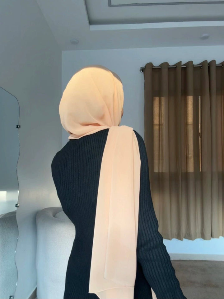 Soft Beige Chiffon Hijab - Abaya Elegance