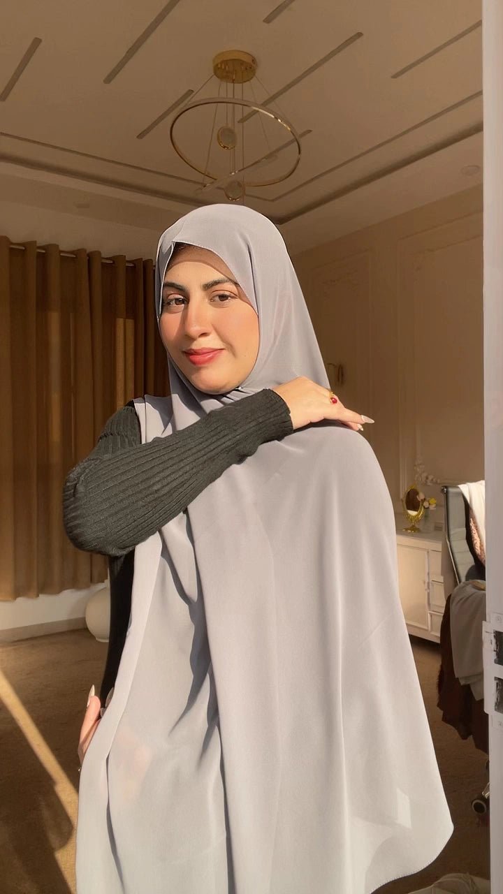 Soft Grey Chiffon Hijab - Abaya Elegance