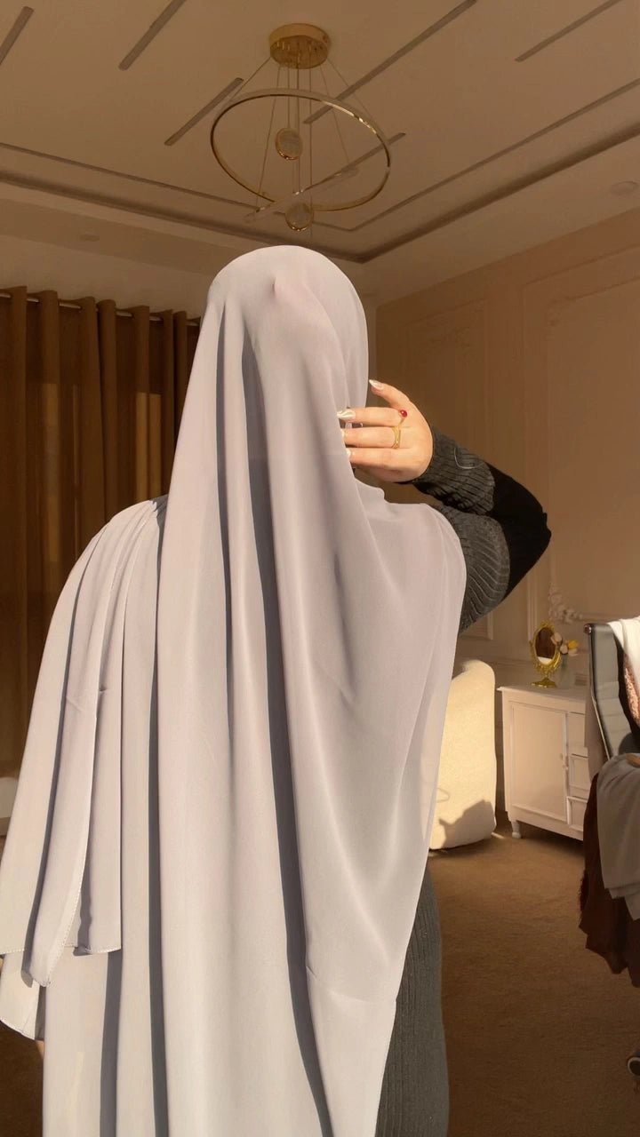 Soft Grey Chiffon Hijab - Abaya Elegance
