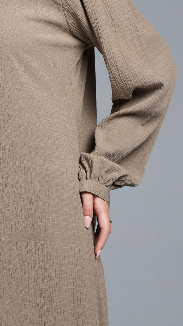 Traditional Abaya with Show Buttons in Peanut Brown - Abaya Elegance