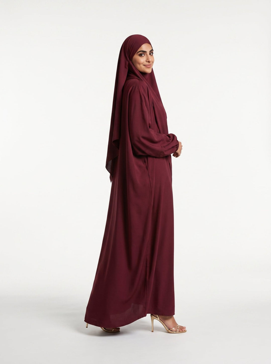 Two Piece Jilbab Set with Niqab –Deep Burgundy - Abaya Elegance