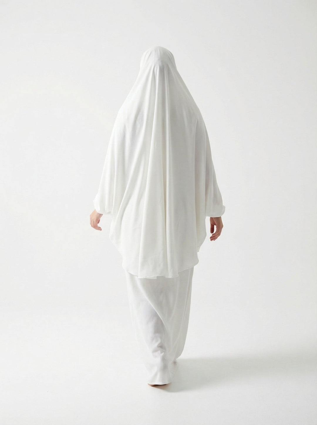 Two Piece Jilbab With Niqab - White - Abaya Elegance